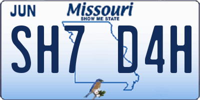 MO license plate SH7D4H