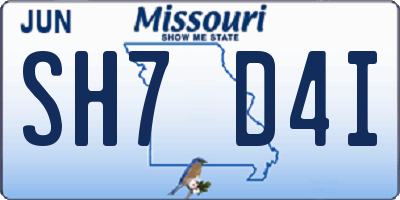 MO license plate SH7D4I