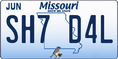 MO license plate SH7D4L