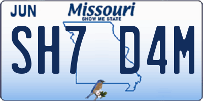 MO license plate SH7D4M
