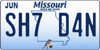MO license plate SH7D4N