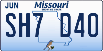 MO license plate SH7D4O