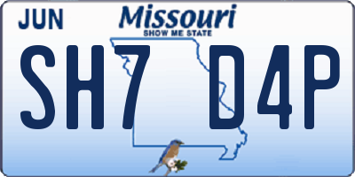 MO license plate SH7D4P