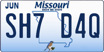 MO license plate SH7D4Q