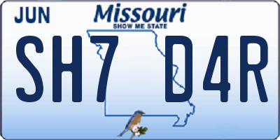 MO license plate SH7D4R