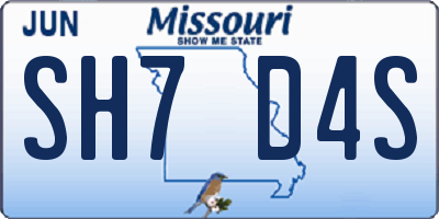 MO license plate SH7D4S