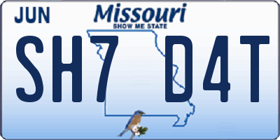 MO license plate SH7D4T