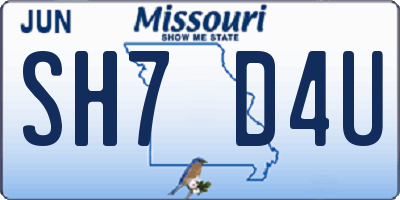 MO license plate SH7D4U