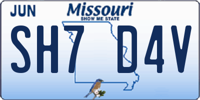 MO license plate SH7D4V