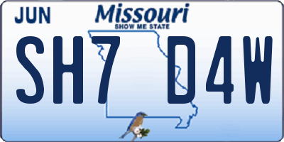 MO license plate SH7D4W