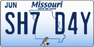 MO license plate SH7D4Y
