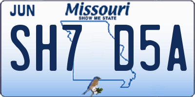 MO license plate SH7D5A