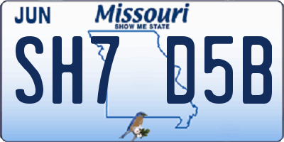 MO license plate SH7D5B