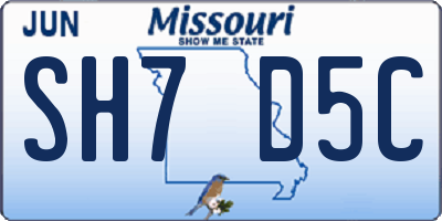 MO license plate SH7D5C