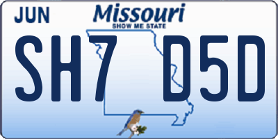 MO license plate SH7D5D