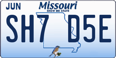 MO license plate SH7D5E