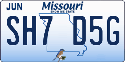 MO license plate SH7D5G