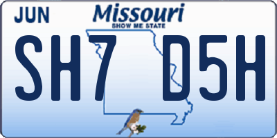 MO license plate SH7D5H