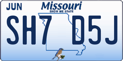 MO license plate SH7D5J