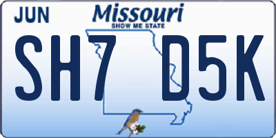 MO license plate SH7D5K