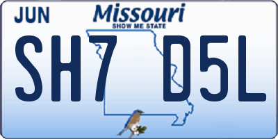 MO license plate SH7D5L