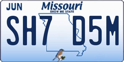 MO license plate SH7D5M