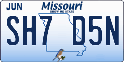 MO license plate SH7D5N