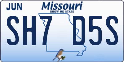 MO license plate SH7D5S
