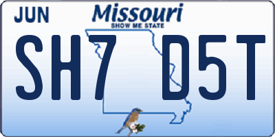 MO license plate SH7D5T