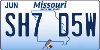 MO license plate SH7D5W