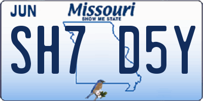 MO license plate SH7D5Y
