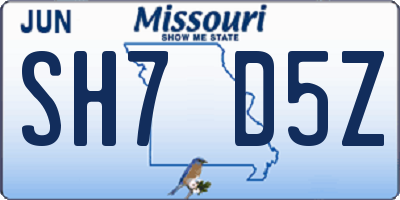 MO license plate SH7D5Z
