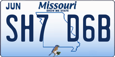 MO license plate SH7D6B