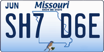 MO license plate SH7D6E