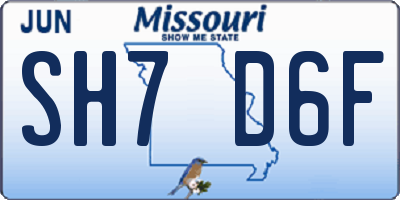MO license plate SH7D6F