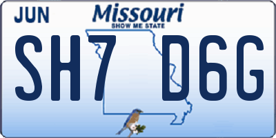 MO license plate SH7D6G