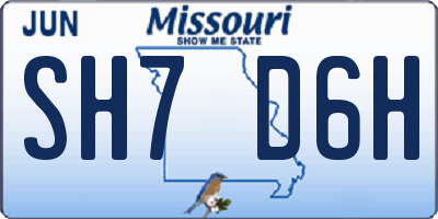 MO license plate SH7D6H