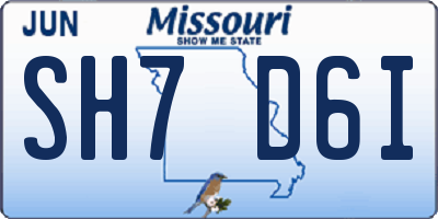 MO license plate SH7D6I