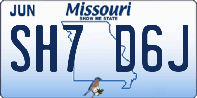 MO license plate SH7D6J