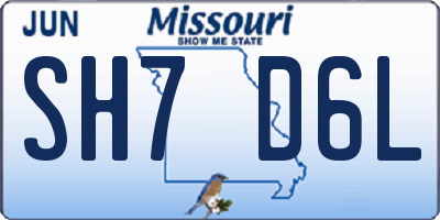 MO license plate SH7D6L