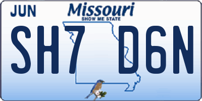 MO license plate SH7D6N