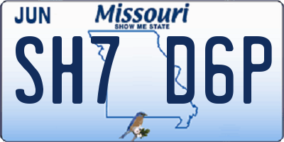 MO license plate SH7D6P