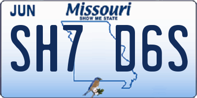 MO license plate SH7D6S