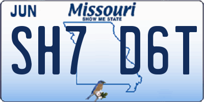 MO license plate SH7D6T