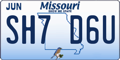 MO license plate SH7D6U