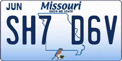 MO license plate SH7D6V