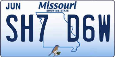 MO license plate SH7D6W