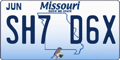 MO license plate SH7D6X