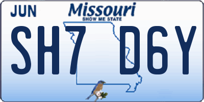 MO license plate SH7D6Y