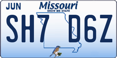 MO license plate SH7D6Z